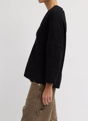 Viscose Plisse Hinged Long Sleeve Top | Tibi Black