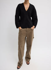 Viscose Plisse Hinged Long Sleeve Top | Tibi Black