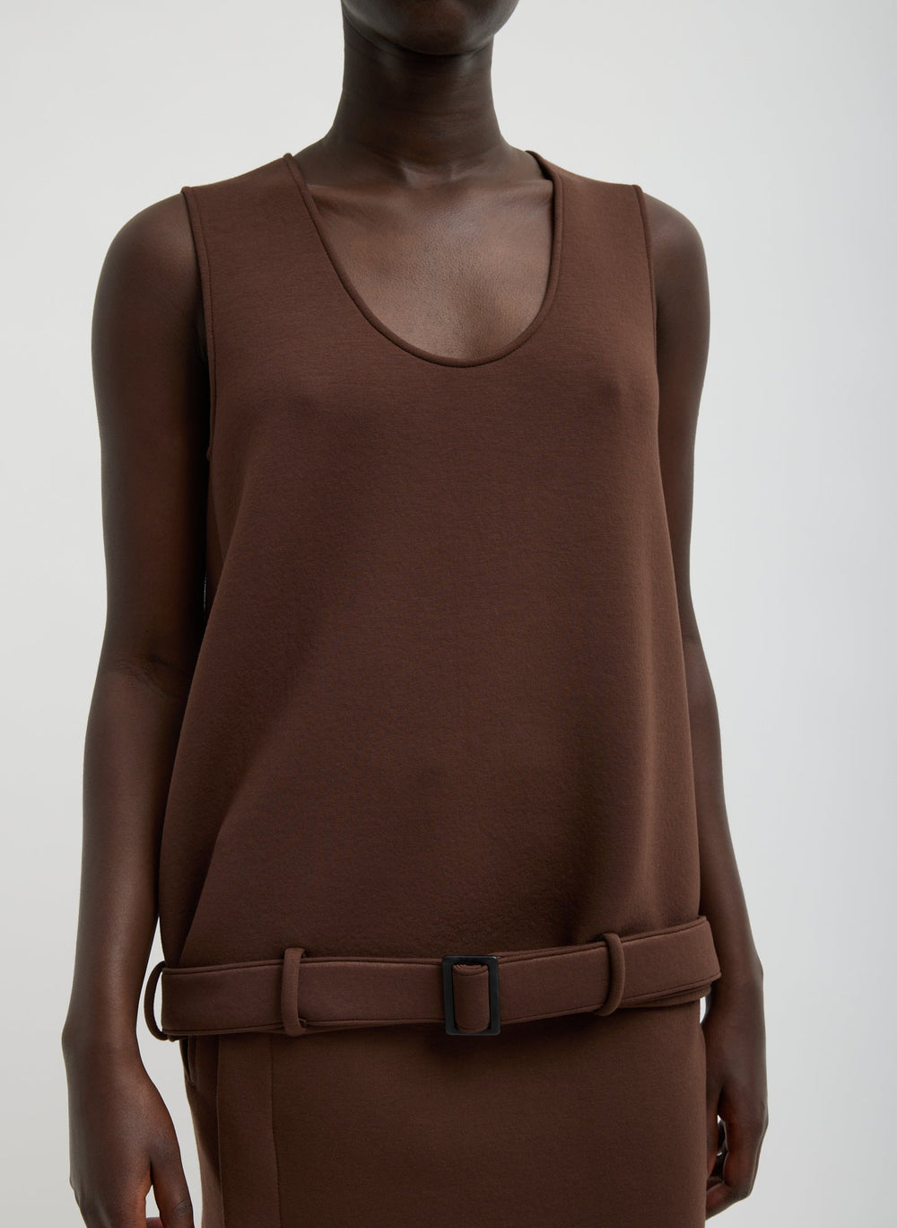 Bonded Viscose Tank Top | Tibi Brown