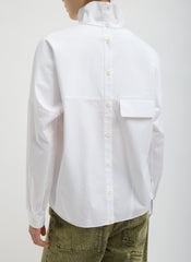 Eco Poplin Funnel Neck Dolman Top | Tibi White