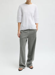 Viscose Plisse Hinged Short Sleeve Top | Tibi White
