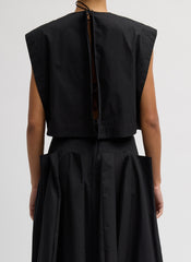Compact Eco Poplin Cropped Square Top | Tibi Black
