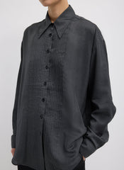 Silk Voile Easy Pintucked Shirt | Tibi Graphite
