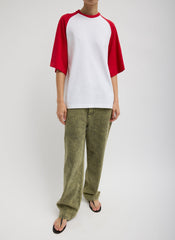 Perfect Baseball T-Shirt | Tibi Red Multi