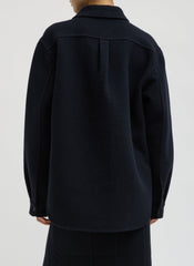 Luxe Double Faced Wool Angora Easy Shirt | Tibi Navy