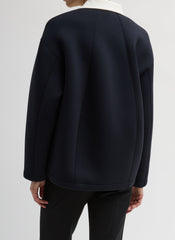 Bonded Viscose Sculpted Polo | Tibi Dark Navy