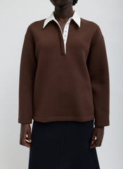 Bonded Viscose Sculpted Polo | Tibi Brown