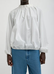 Italian Sporty Nylon Shirred Anorak Top | Tibi White