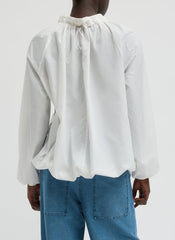 Italian Sporty Nylon Shirred Anorak Top | Tibi White