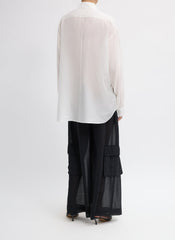 Silk Voile Easy Pintucked Shirt | Tibi Ivory