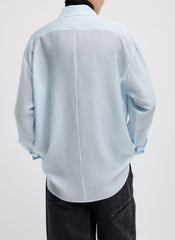 Silk Voile Easy Pintucked Shirt | Tibi Ice Blue