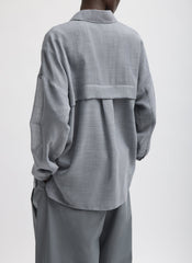 Sheer Wool Gauze Oversized Shirt | Tibi Heather Grey