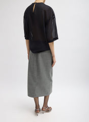 Sheer Wool Gauze Easy T-Shirt | Tibi Navy
