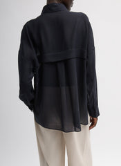 Sheer Wool Gauze Oversized Shirt | Tibi Navy