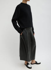 Leather Asymmetrical Balloon Skirt | Tibi Black