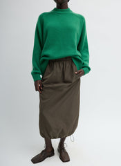 Italian Sporty Nylon Midi Anorak Skirt | Tibi Dark Hazelnut