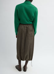 Italian Sporty Nylon Midi Anorak Skirt | Tibi Dark Hazelnut