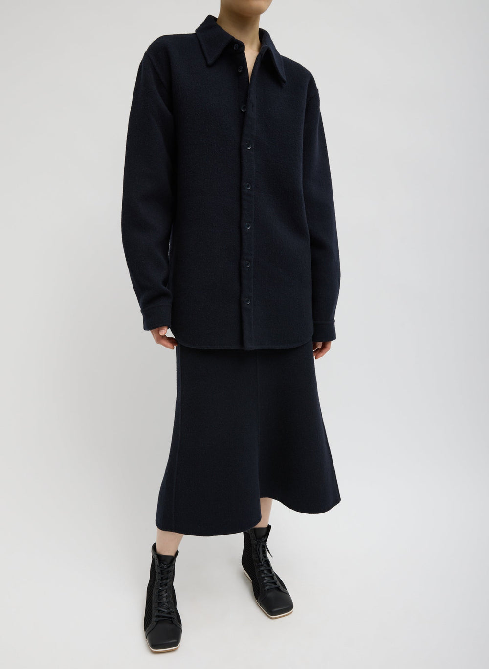 Luxe Double Faced Wool Angora Sculpted Skirt | Tibi Navy