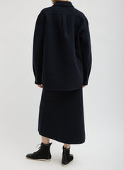 Luxe Double Faced Wool Angora Sculpted Skirt | Tibi Navy