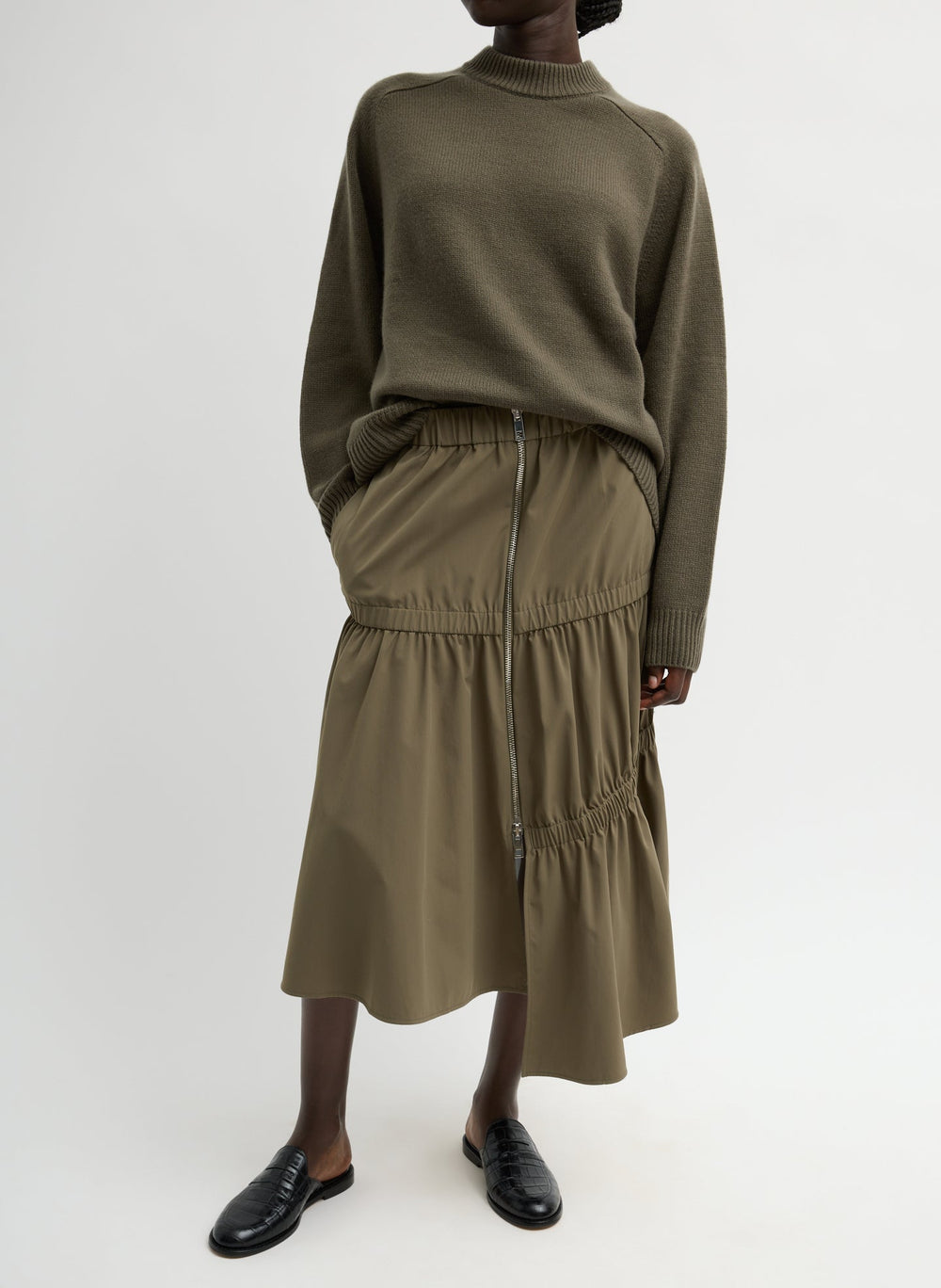 Tech Suiting Asymmetrical Skirt | Tibi Dark Hazelnut
