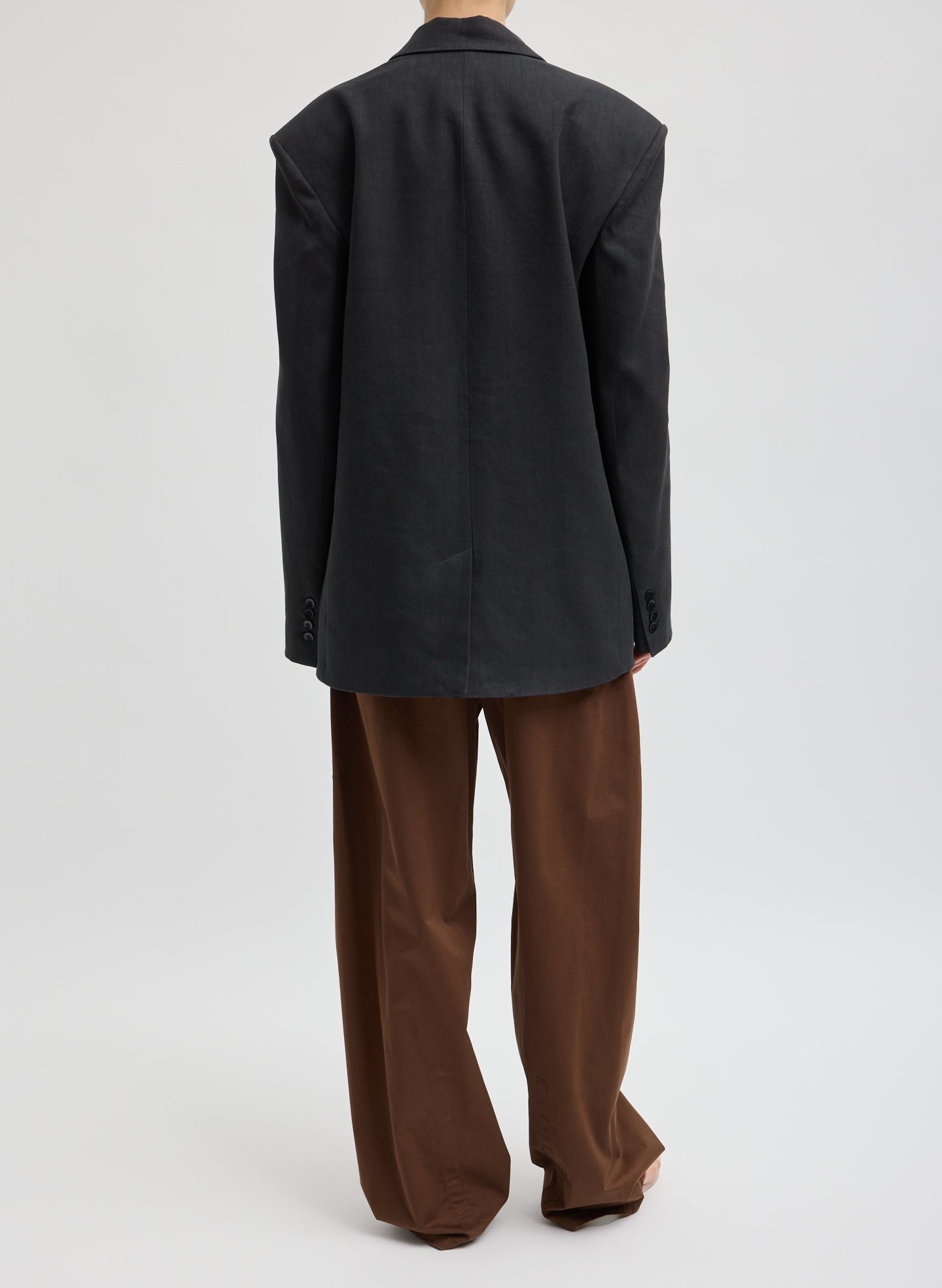 Stretch Linen Viscose Side Cut Blazer | Tibi Black