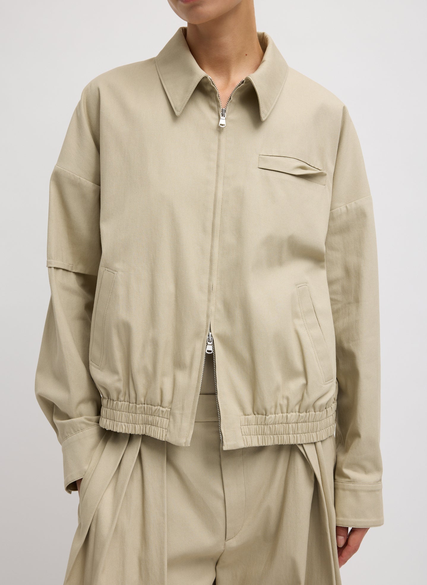 Luxe Spring Twill Bomber | Tibi Taupe