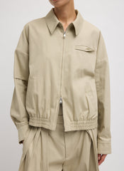 Luxe Spring Twill Bomber | Tibi Taupe