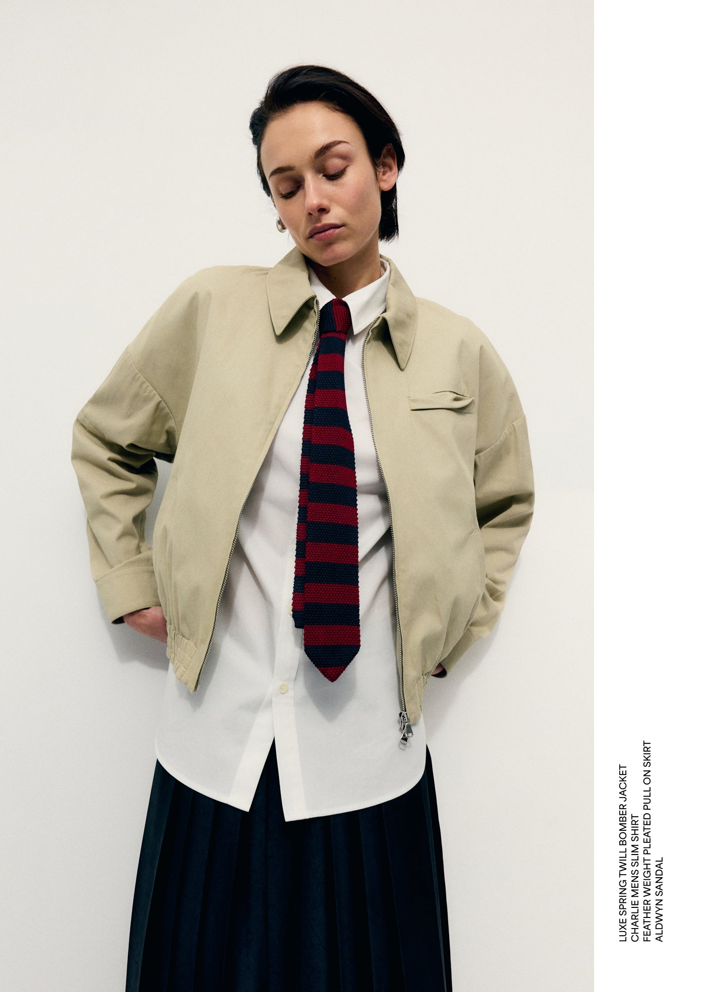 Luxe Spring Twill Bomber | Tibi Taupe