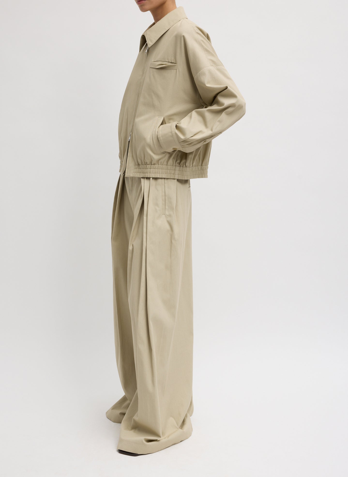 Luxe Spring Twill Bomber | Tibi Taupe