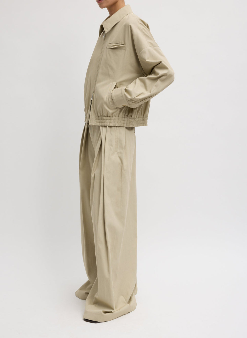 Luxe Spring Twill Bomber | Tibi Taupe