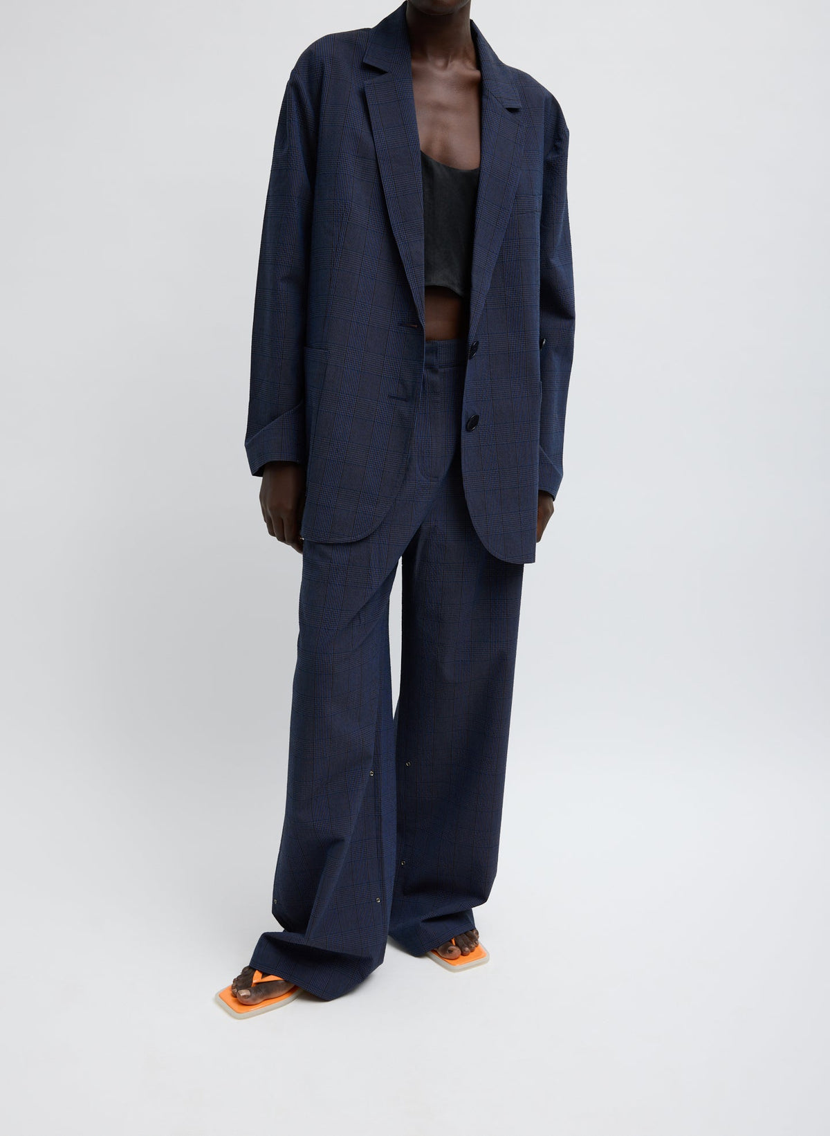 Menswear Crepon Liam Blazer | Tibi Navy Multi