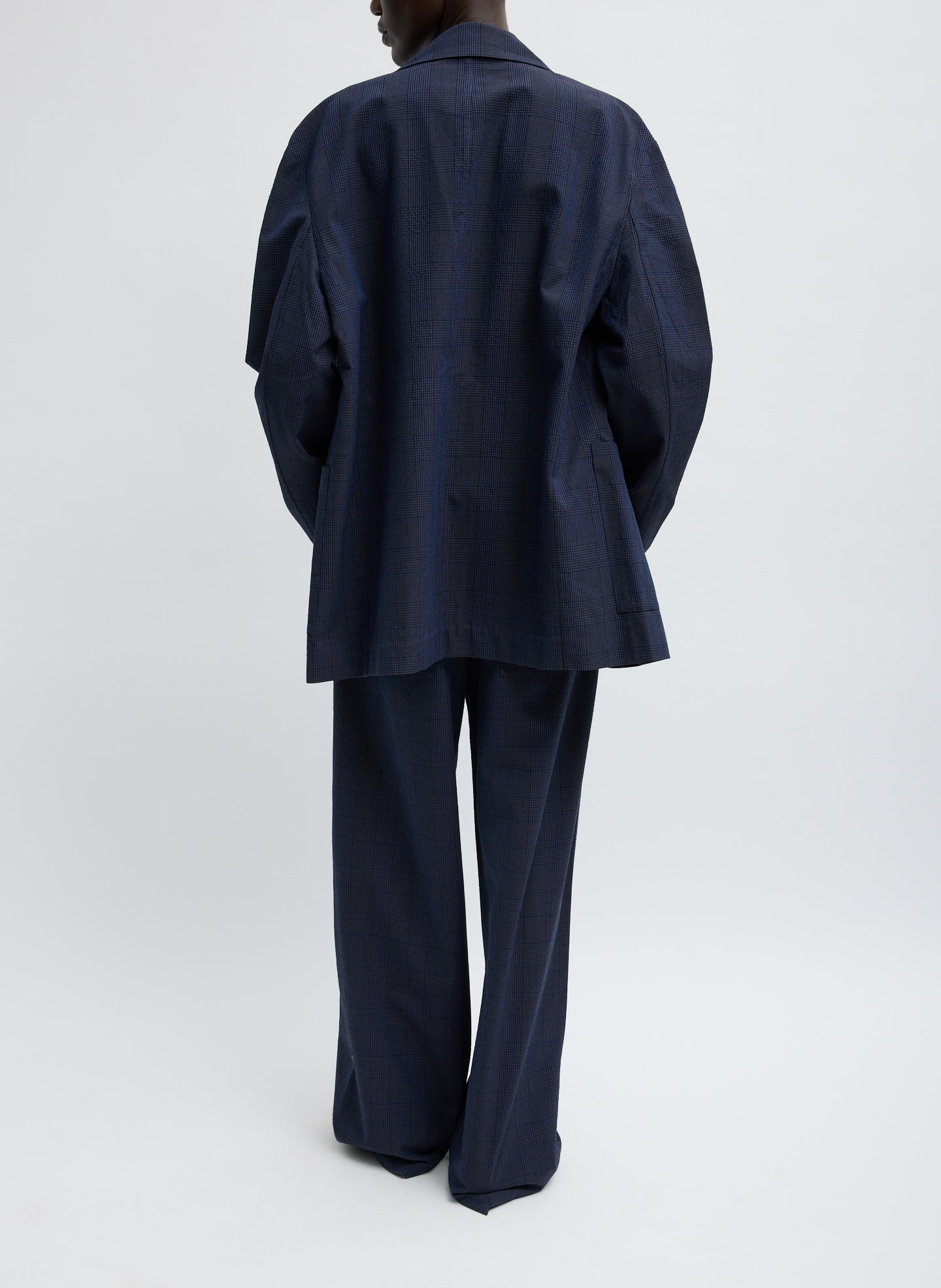 Menswear Crepon Liam Blazer | Tibi Navy Multi
