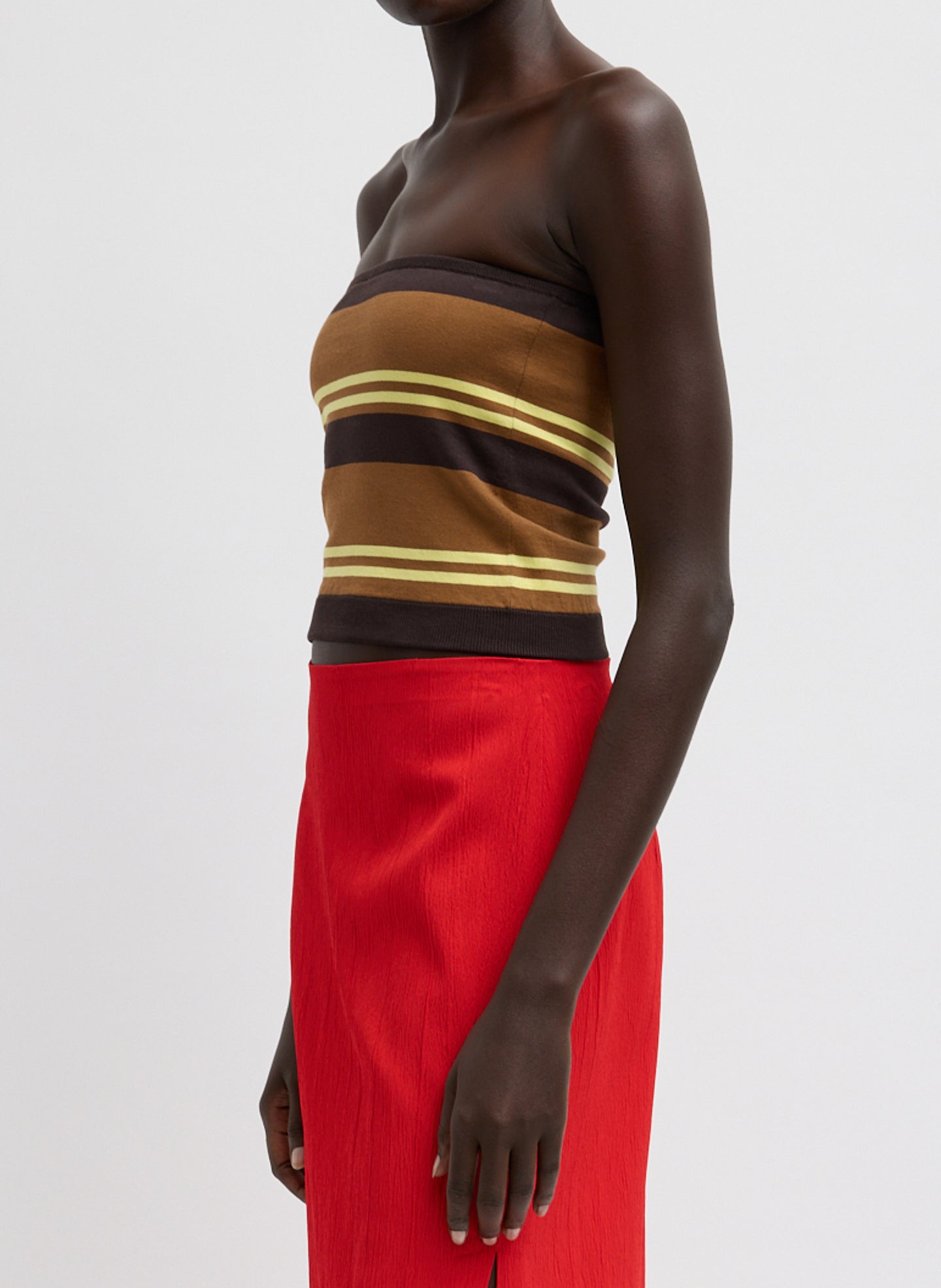 Super Fine Gauge Striped Tube Top | Tibi Brown Multi