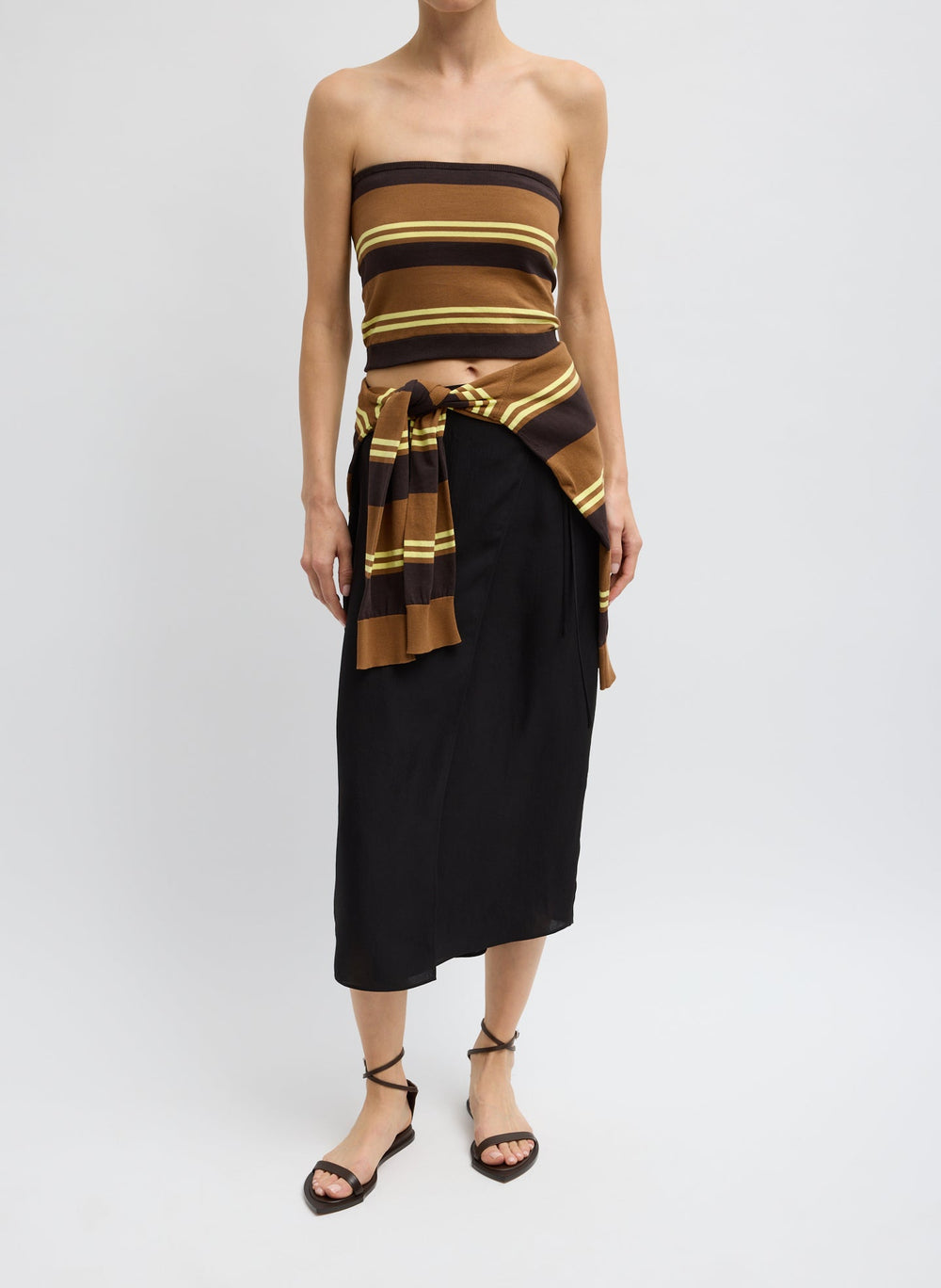 Super Fine Gauge Striped Tube Top | Tibi Brown Multi