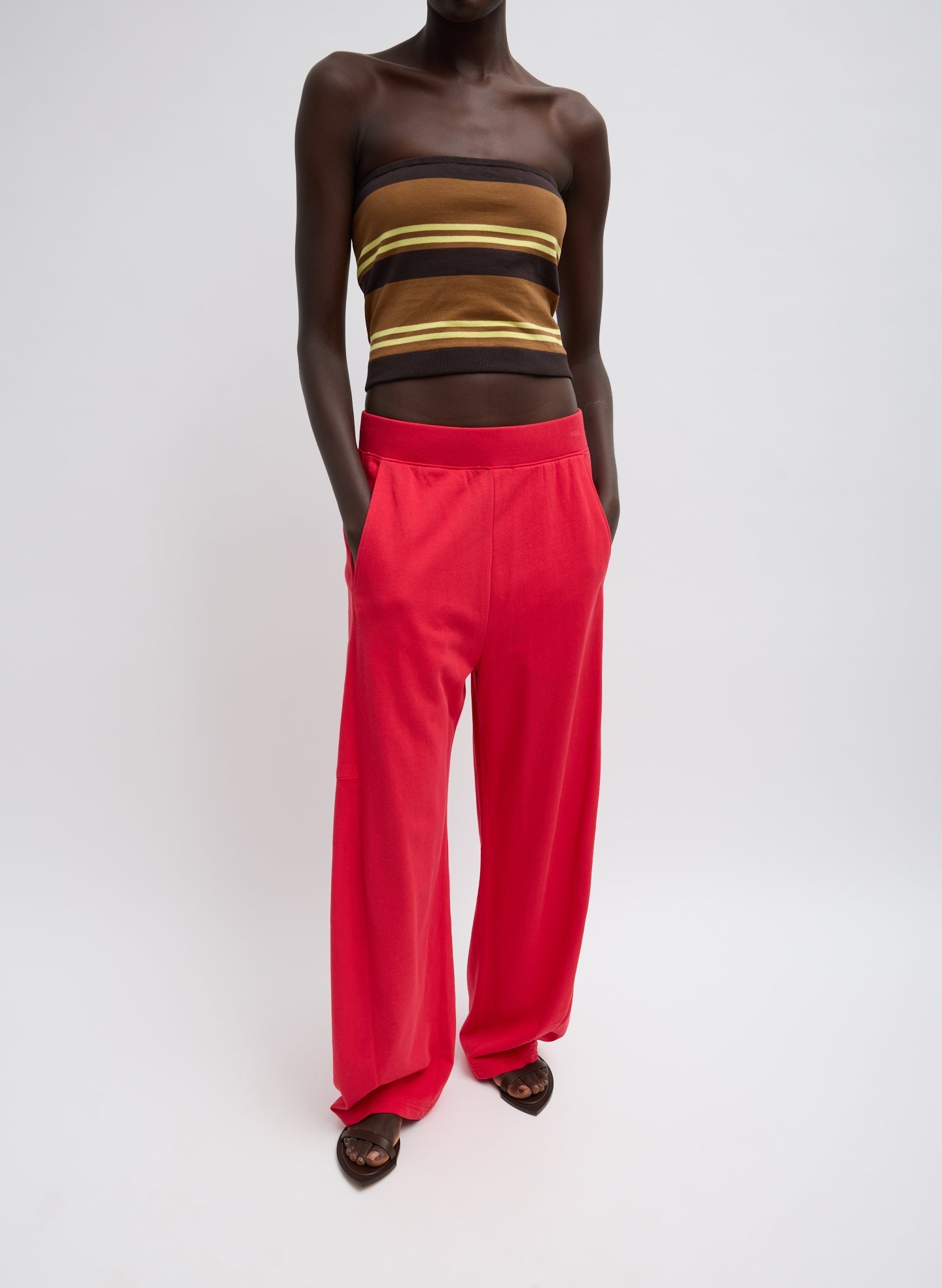 Super Fine Gauge Striped Tube Top | Tibi Brown Multi