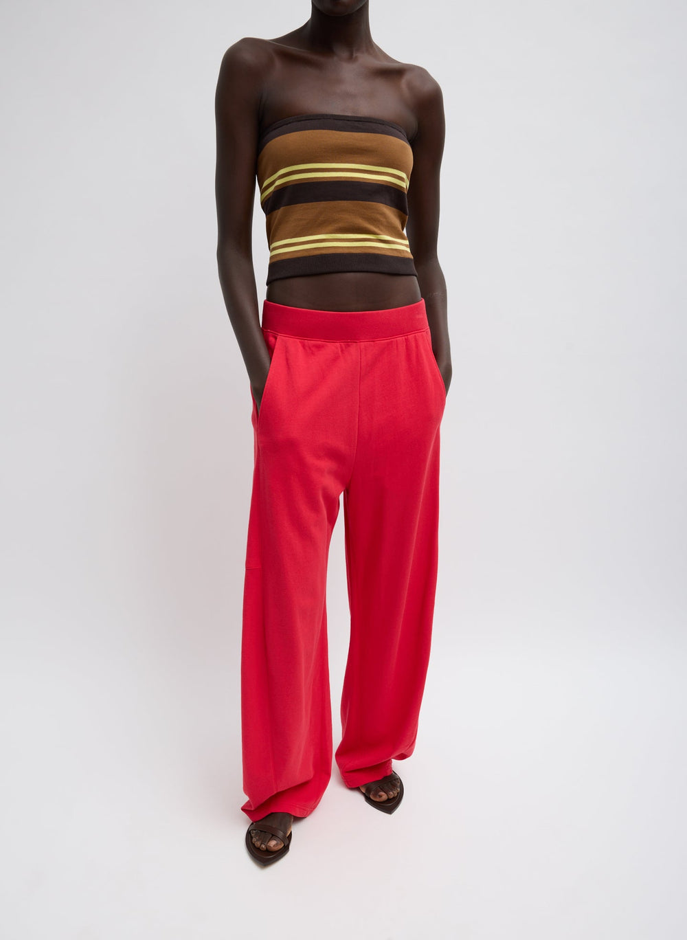 Super Fine Gauge Striped Tube Top | Tibi Brown Multi