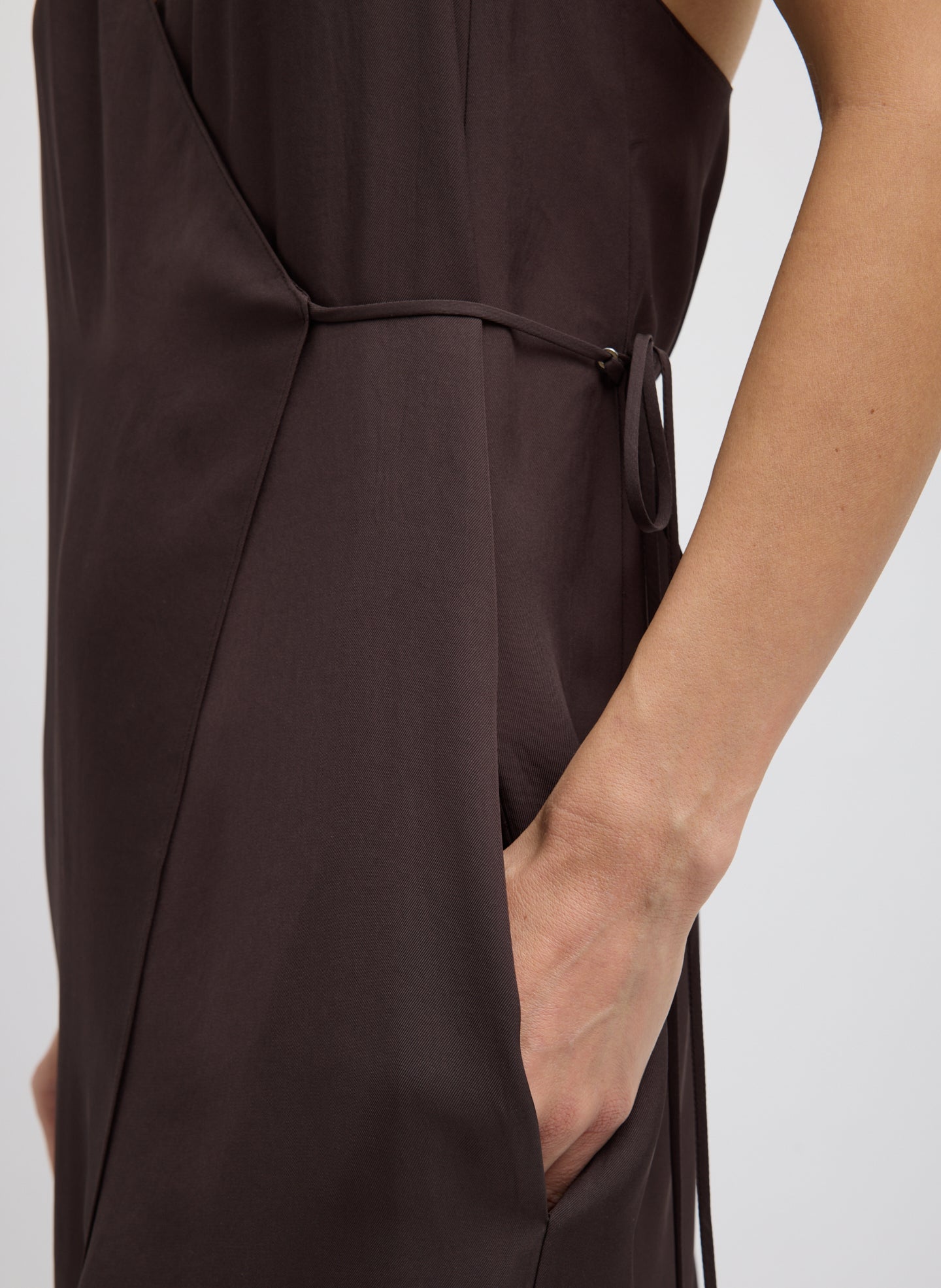 Summer Slip Wrap Dress | Tibi Chocolate Brown