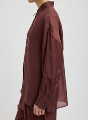Summer Voile Oversized Shirt | Tibi Russet Brown