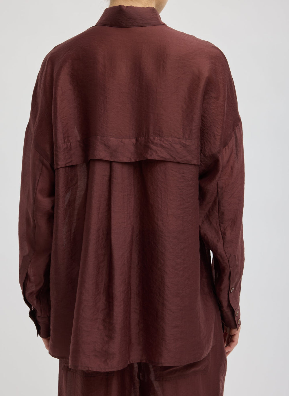 Summer Voile Oversized Shirt | Tibi Russet Brown