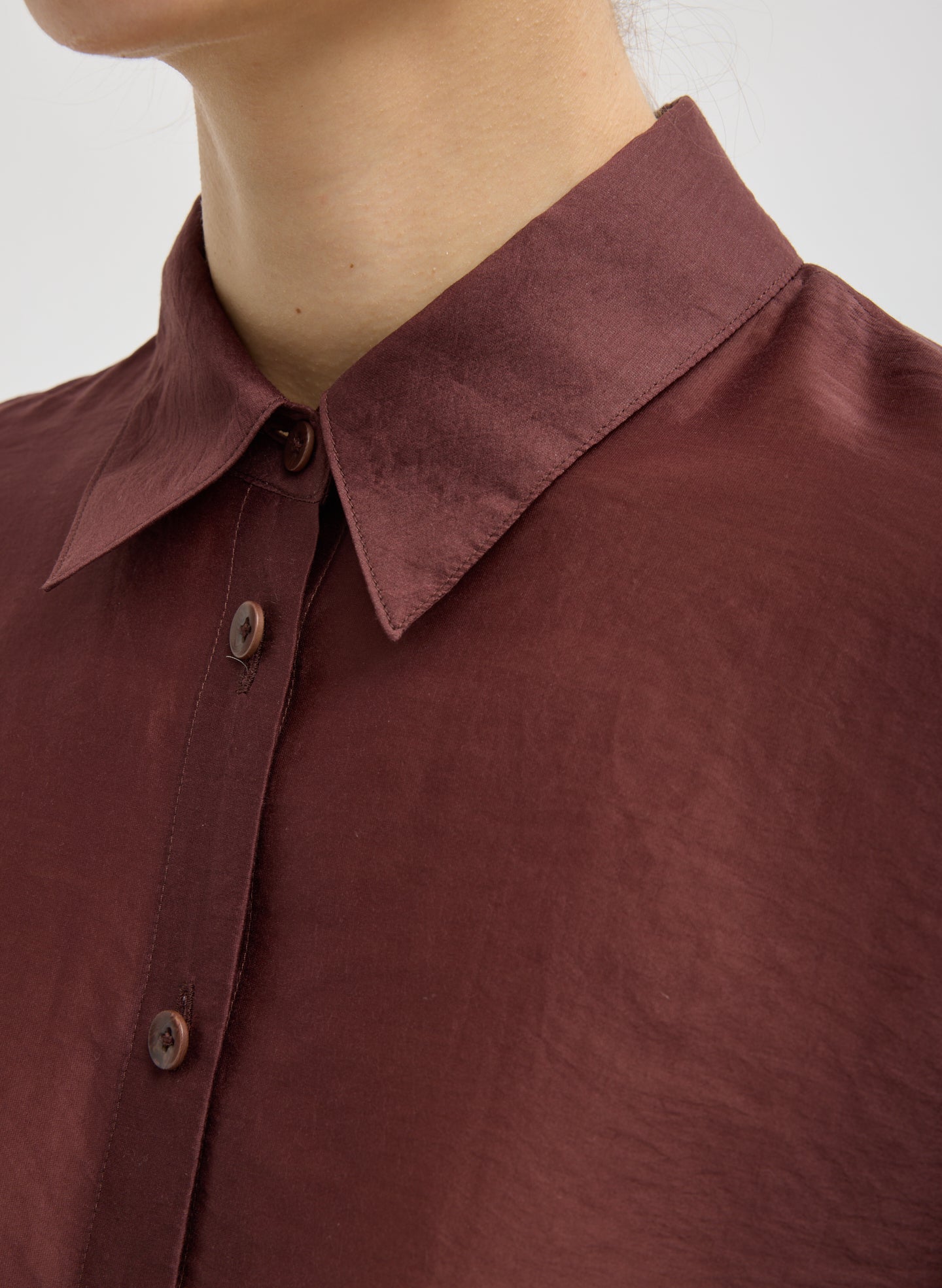 Summer Voile Oversized Shirt | Tibi Russet Brown