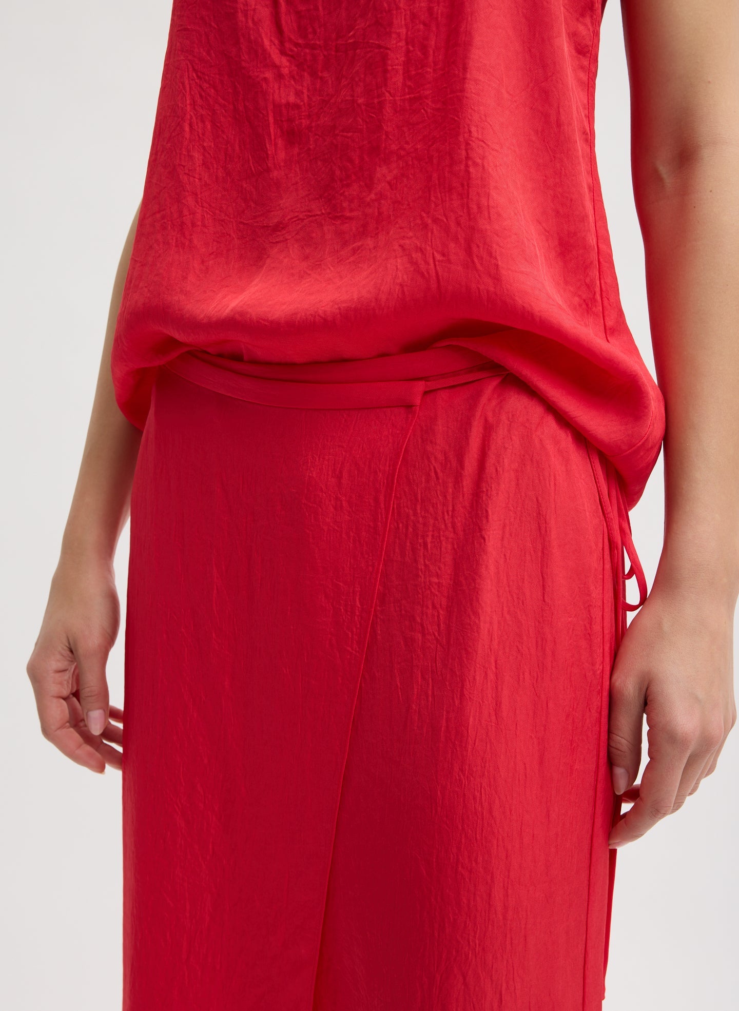 Summer Slip Wrap Skirt | Tibi Faded Red