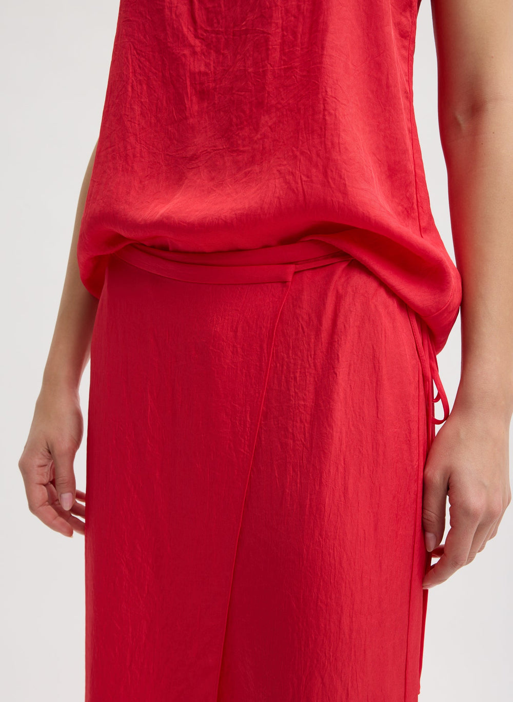 Summer Slip Wrap Skirt | Tibi Faded Red