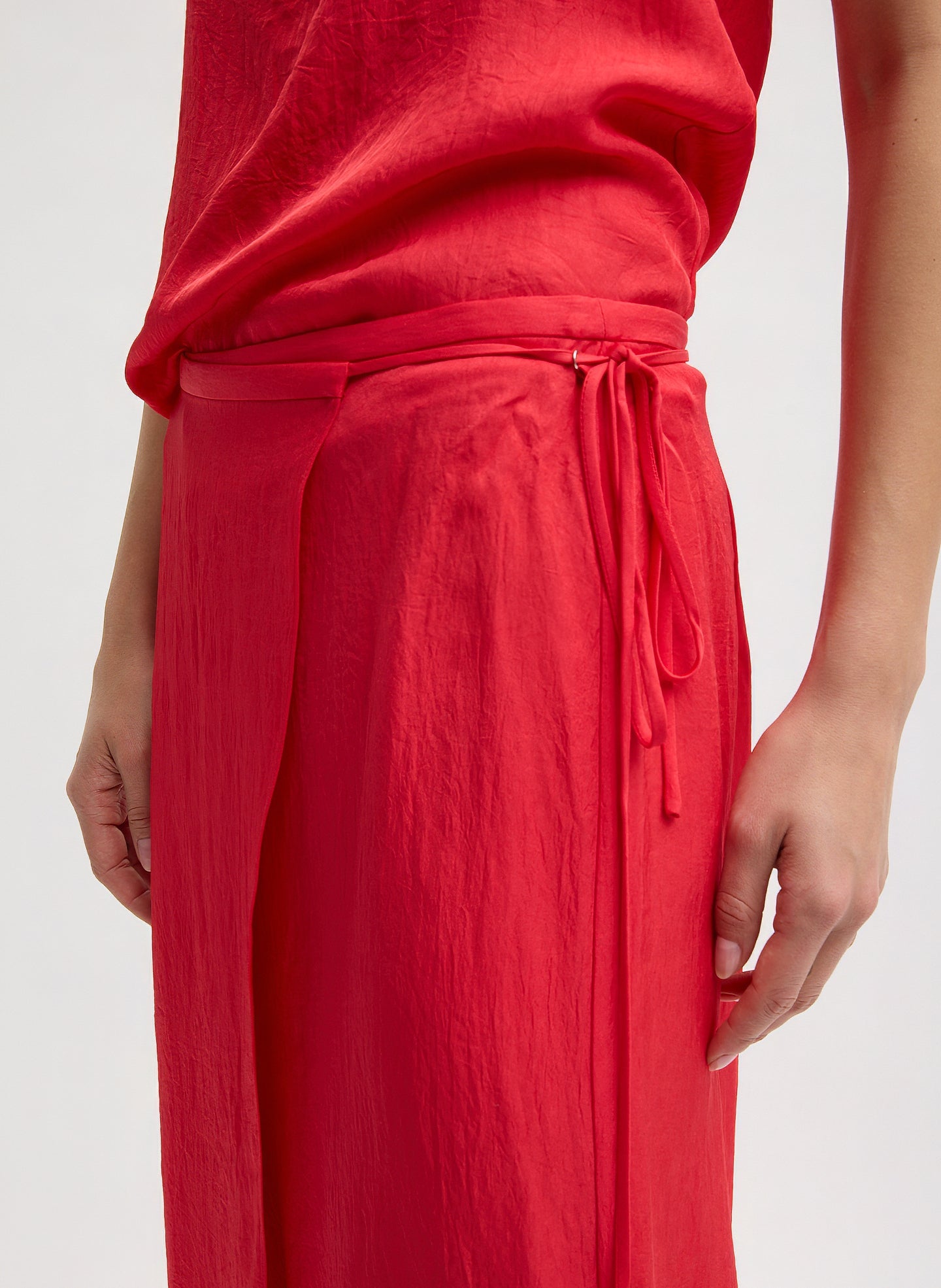 Summer Slip Wrap Skirt | Tibi Faded Red