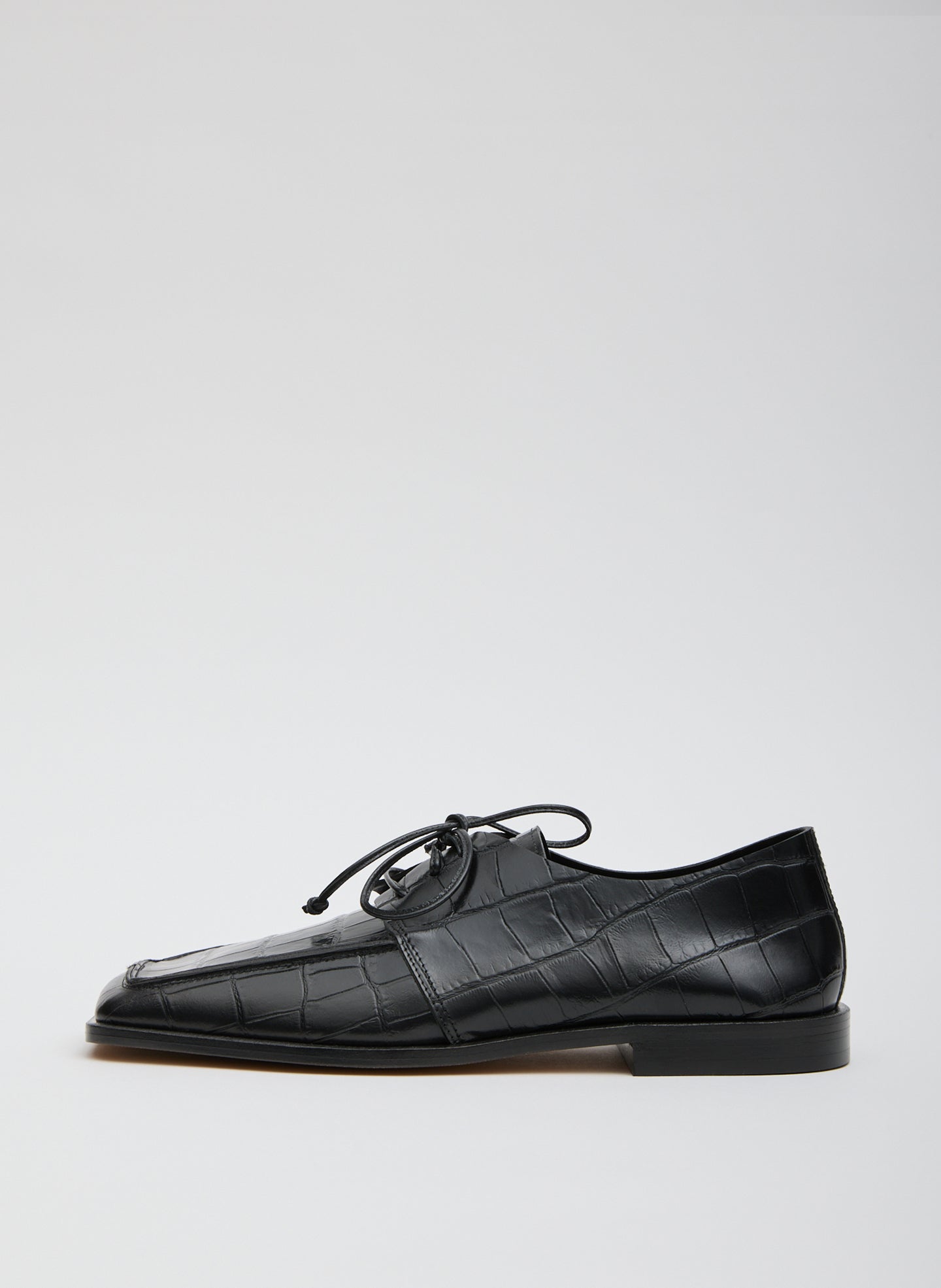 Brody Square Toe Loafer Crocodile Embossed | Tibi Black