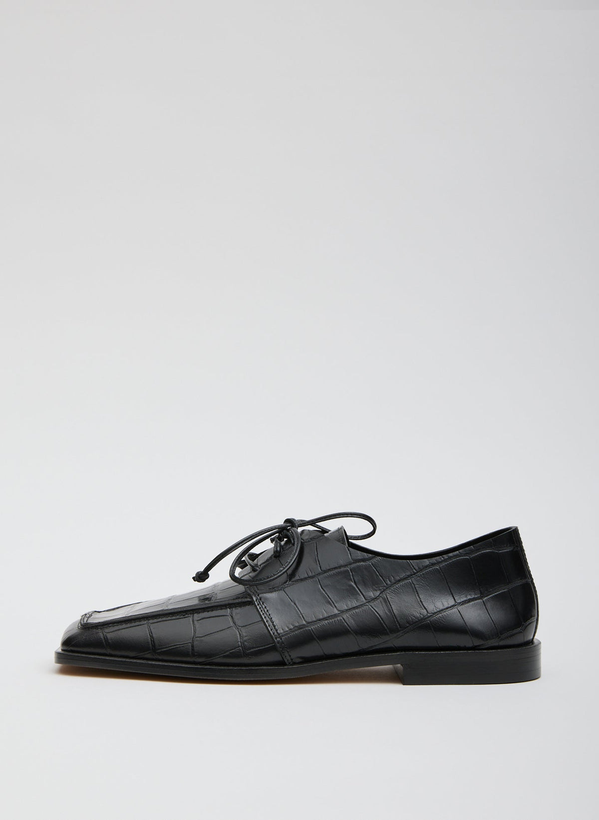 Brody Square Toe Loafer Crocodile Embossed | Tibi Black