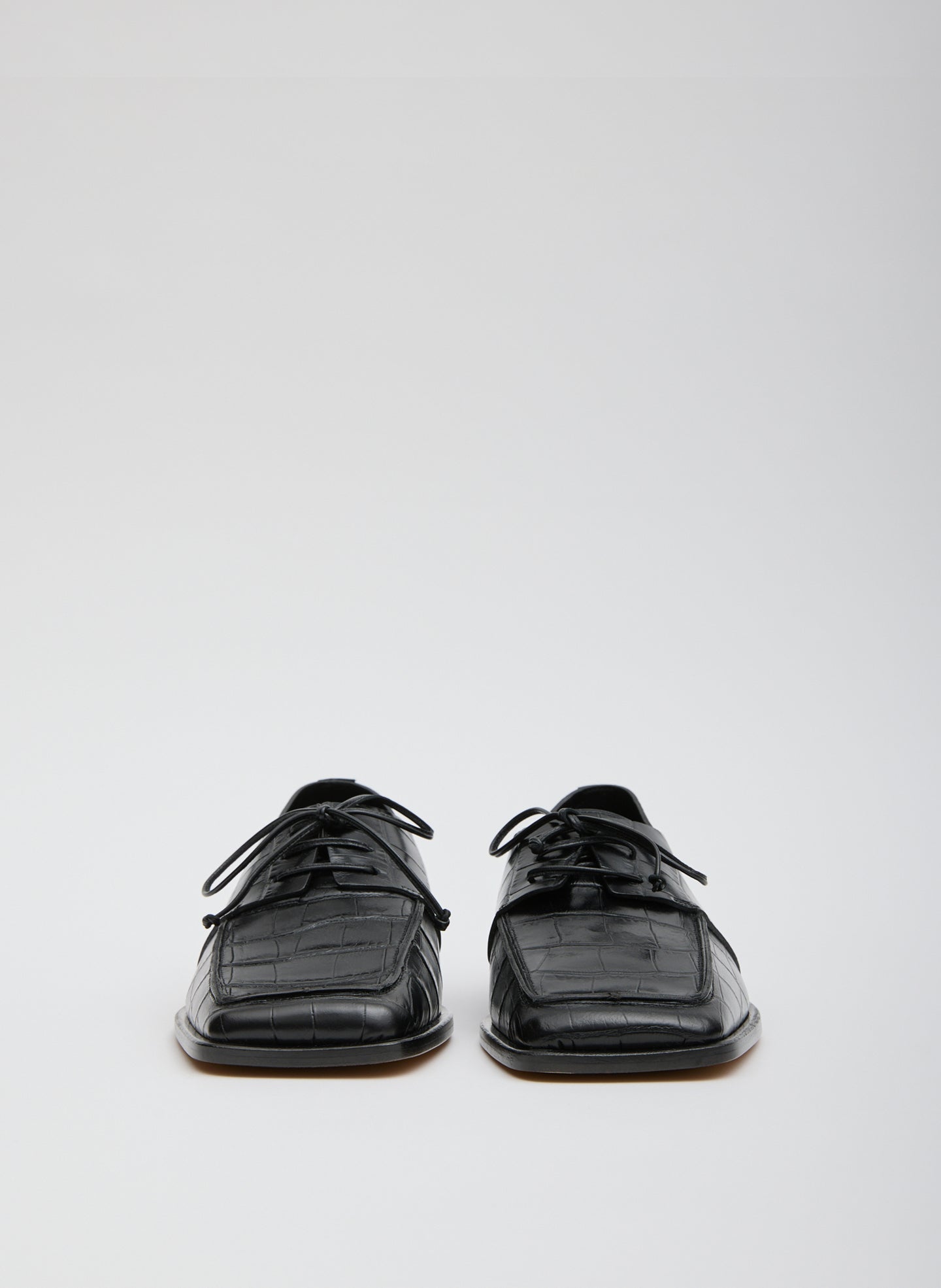 Brody Square Toe Loafer Crocodile Embossed | Tibi Black