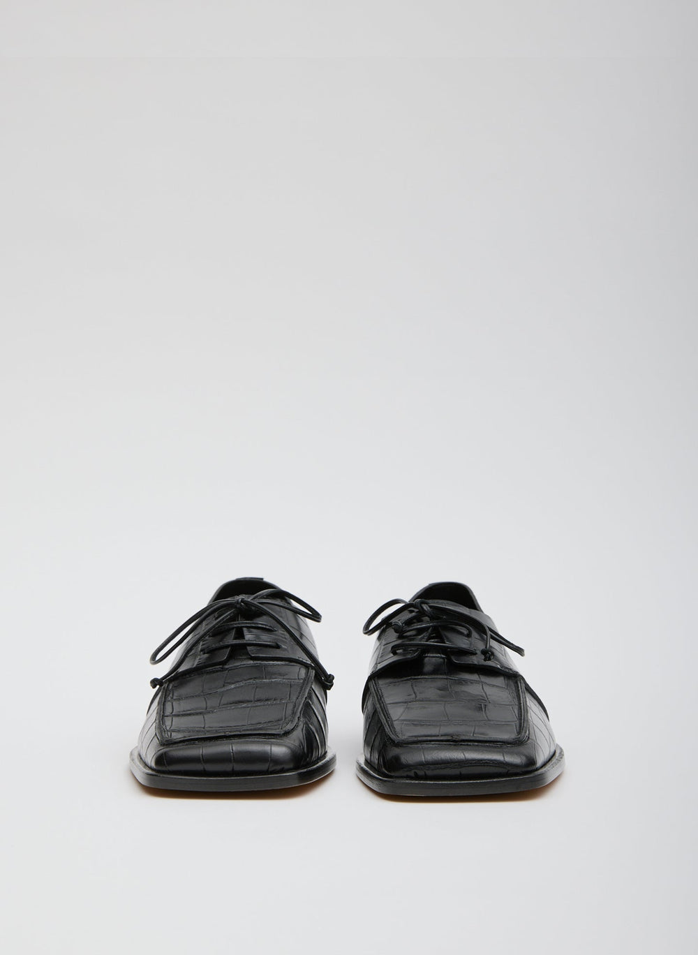 Brody Square Toe Loafer Crocodile Embossed | Tibi Black