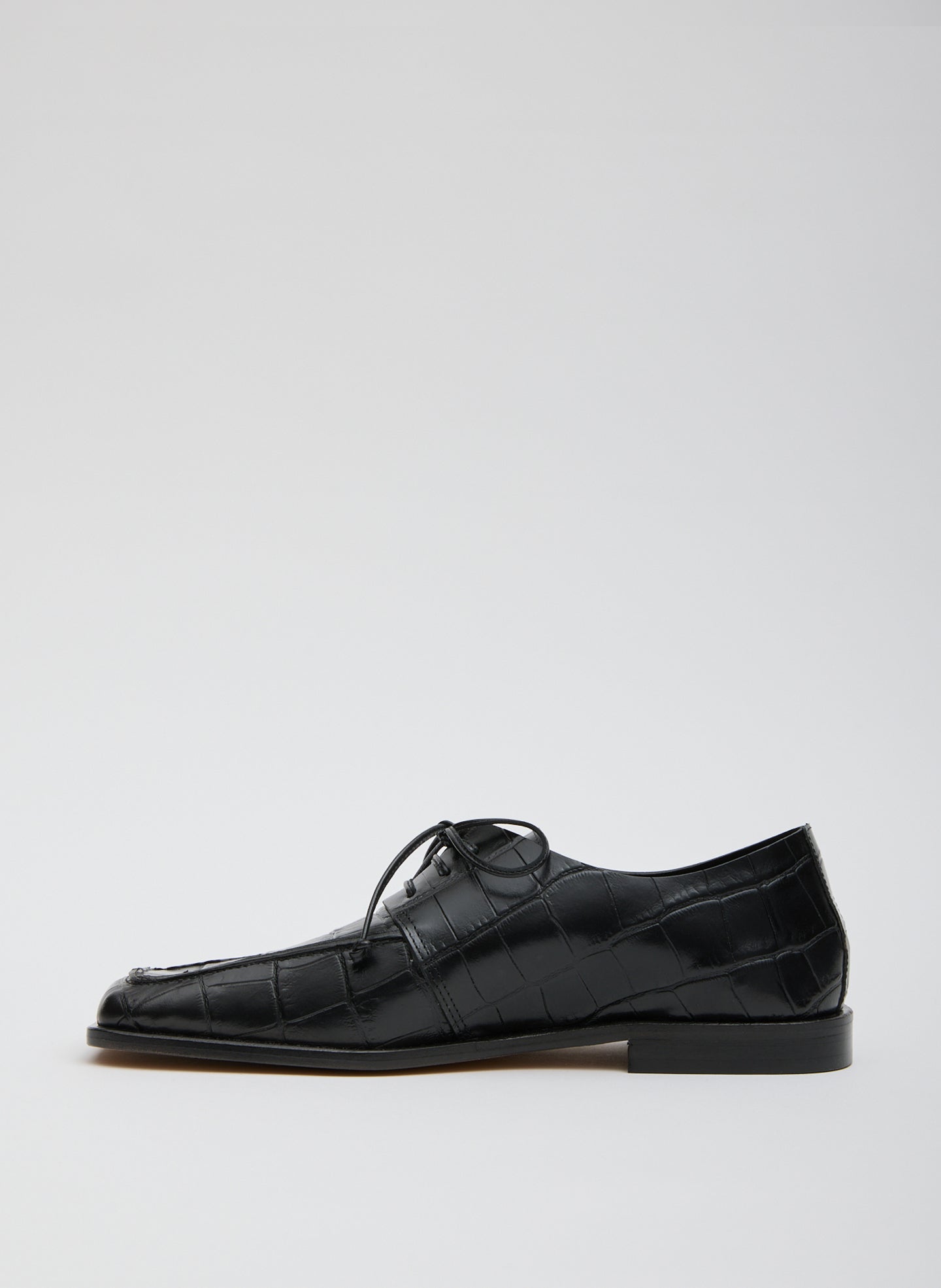 Brody Square Toe Loafer Crocodile Embossed | Tibi Black