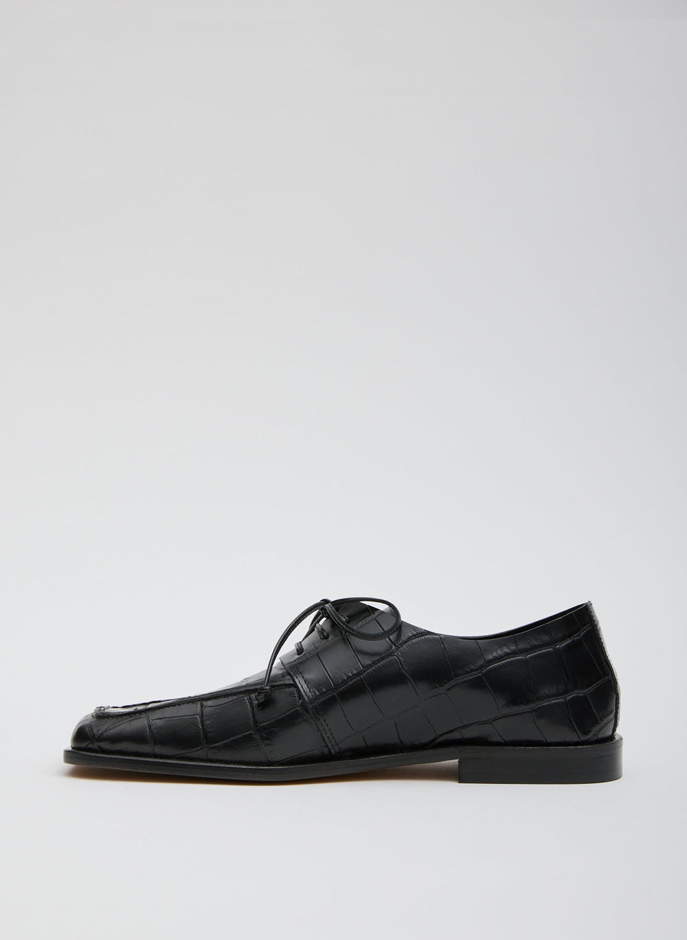 Brody Square Toe Loafer Crocodile Embossed | Tibi Black