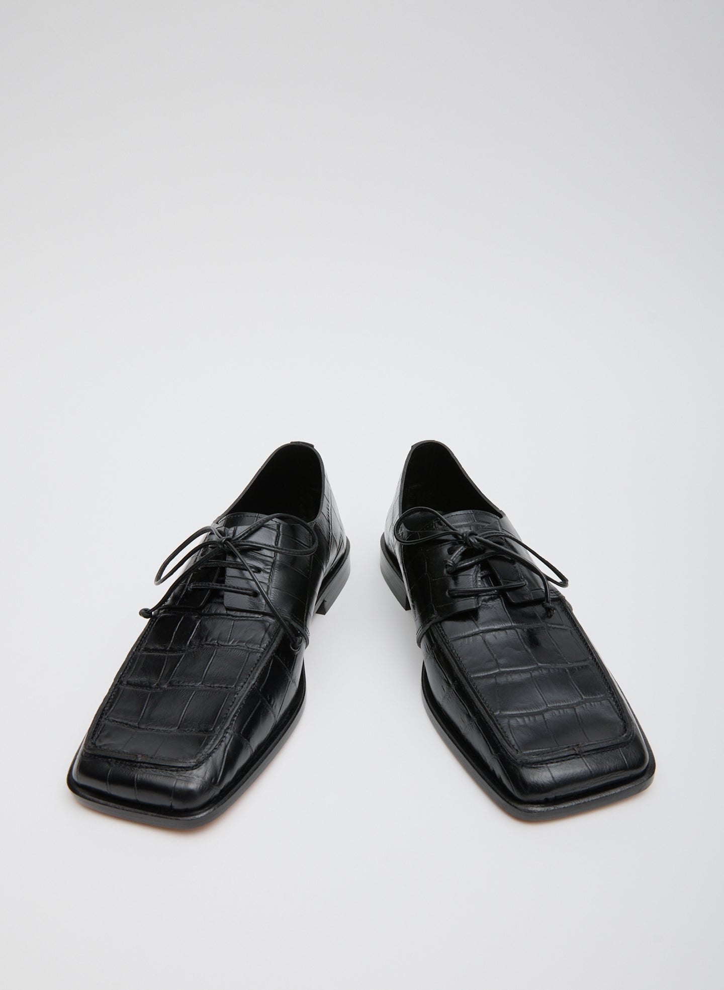 Brody Square Toe Loafer Crocodile Embossed | Tibi Black